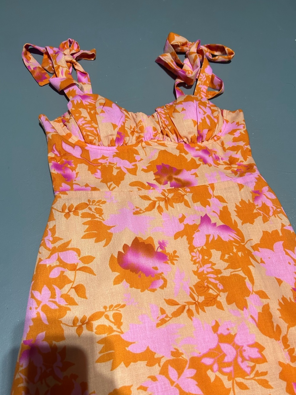 One and Only Collective Orange and Pink Maxi Summer Dress (Women’s Size M) - Picture 2 of 9
